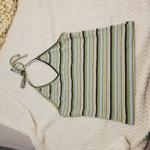 Blue Asphalt Striped Green Halter Top